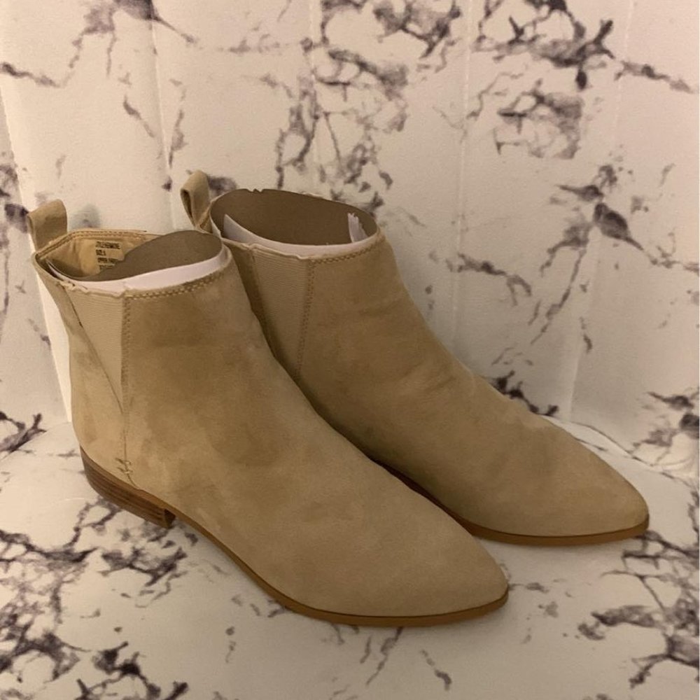 Taupe Suede Pointed-Toe Ankle Booties